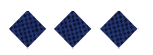Three red diamond shapes with a black grid pattern are evenly spaced on a white background. Description generated by AI