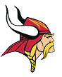 A Viking helmet with a red and white design. Description generated by AI