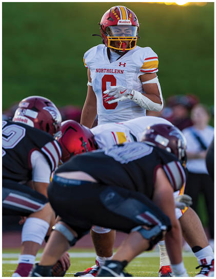 A football player wearing a red and white jersey. Description generated by AI