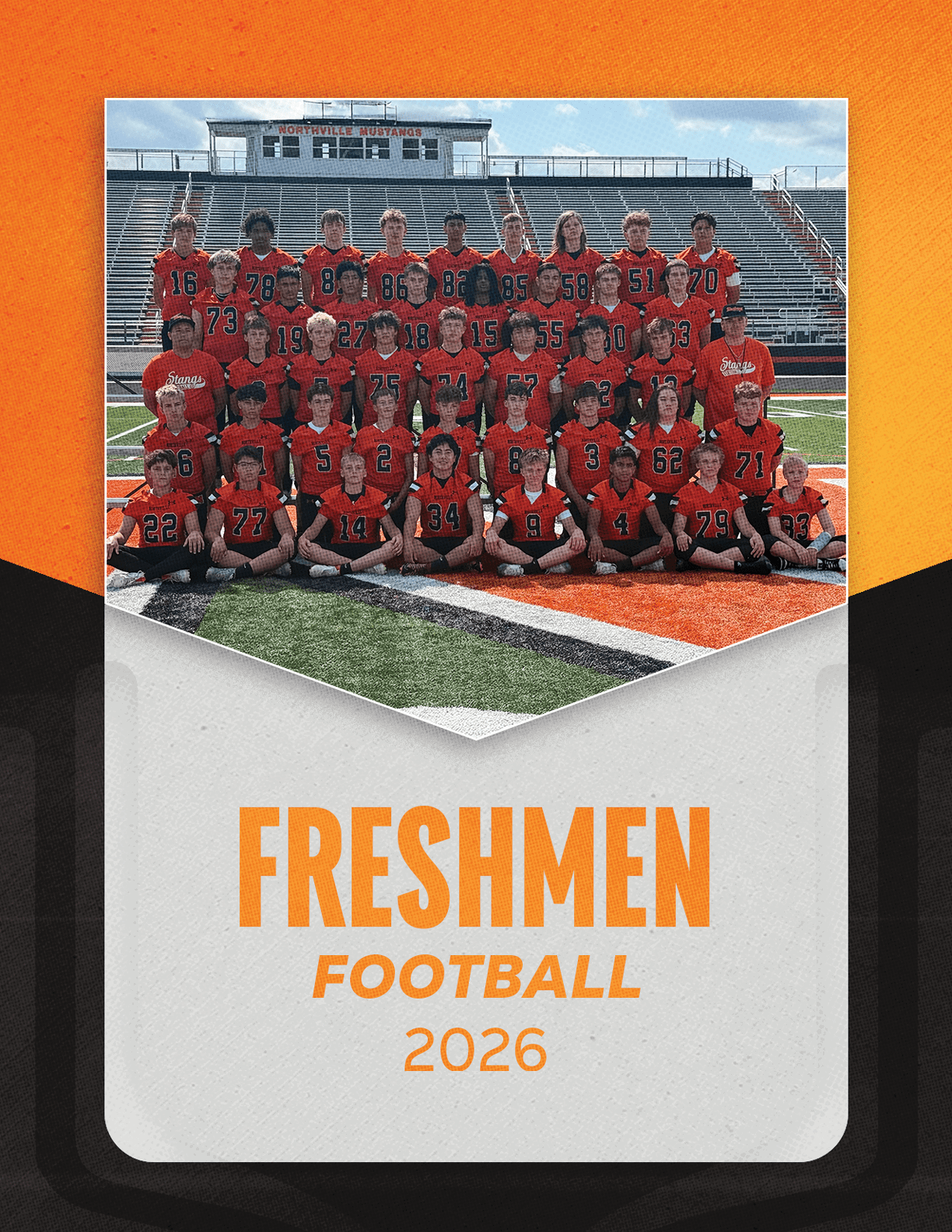 A group of football players sitting on a bench. Description generated by AI