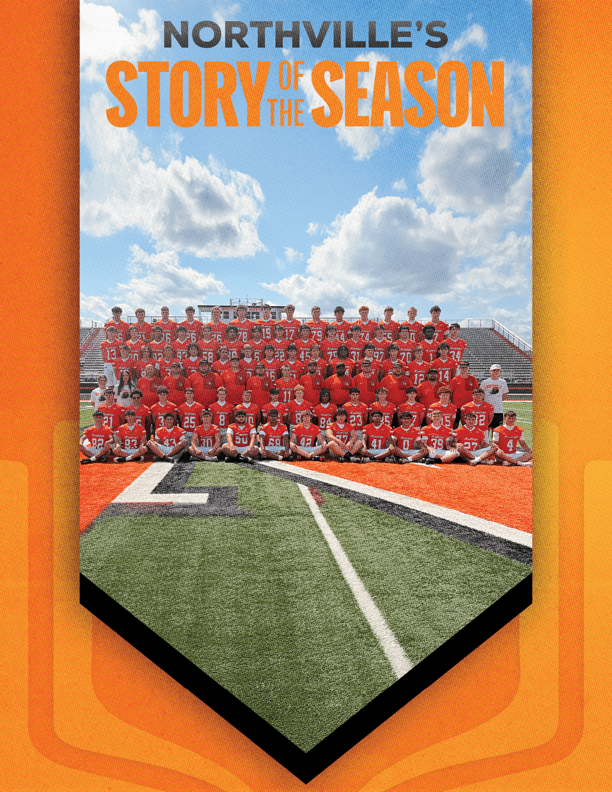 A group of football players huddled together. Description generated by AI