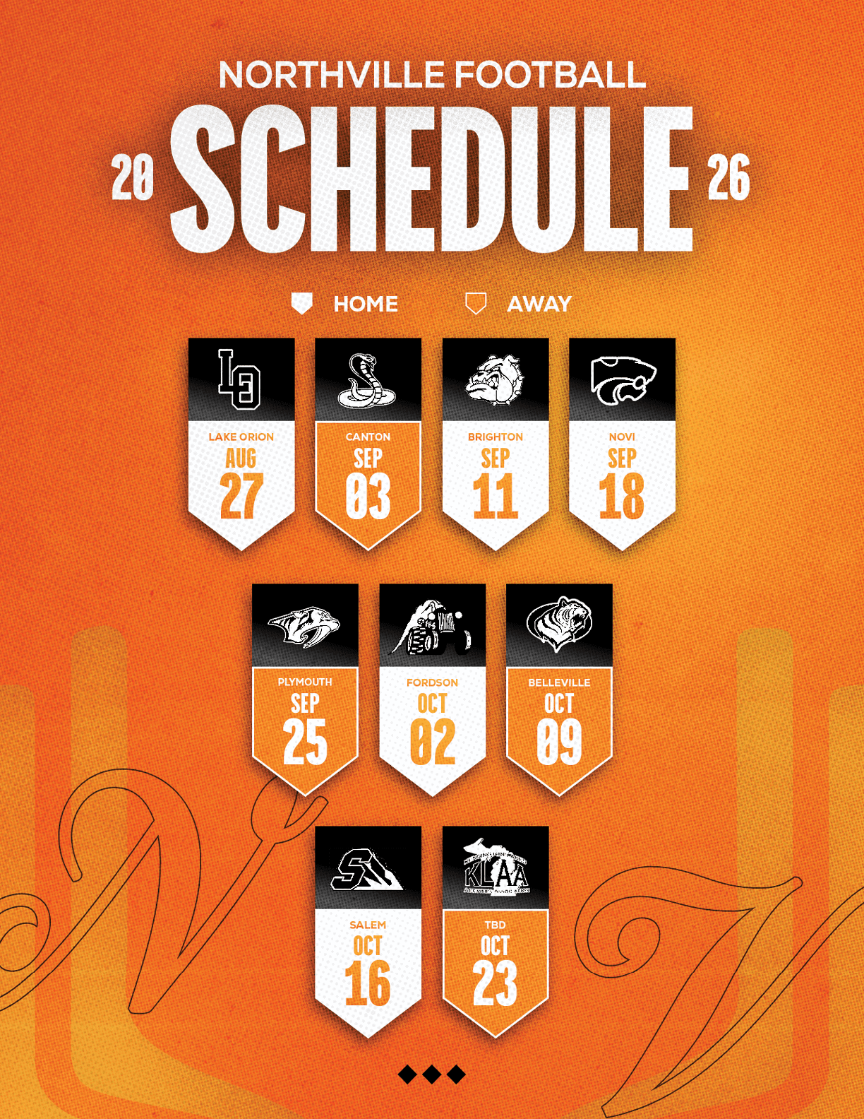 A red and white schedule for Sun Prairie East Football. Description generated by AI
