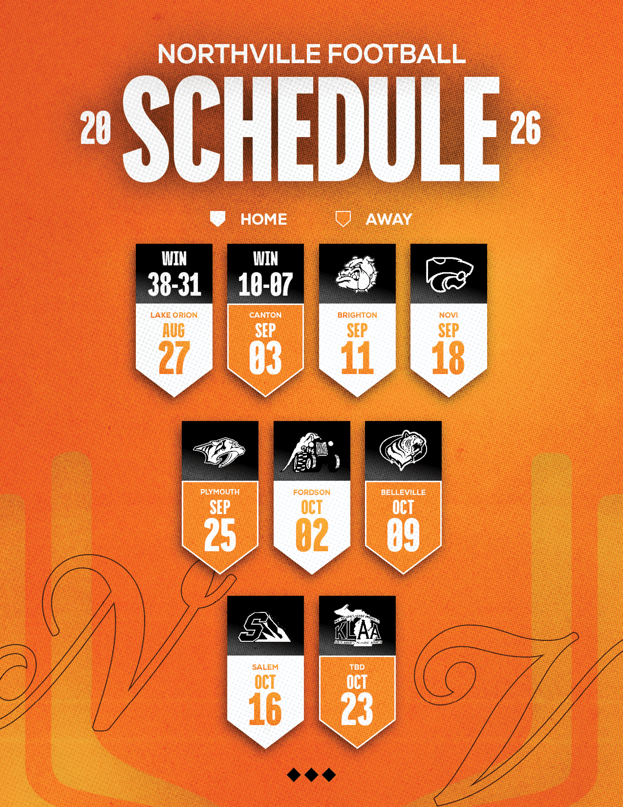 A red and white schedule for Sun Prairie East Football. Description generated by AI