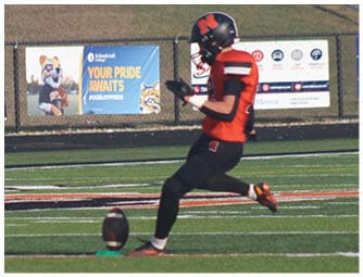 A group of football players on a field. Description generated by AI