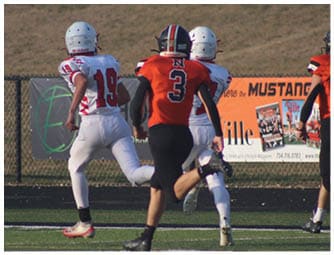 A group of football players on a field. Description generated by AI