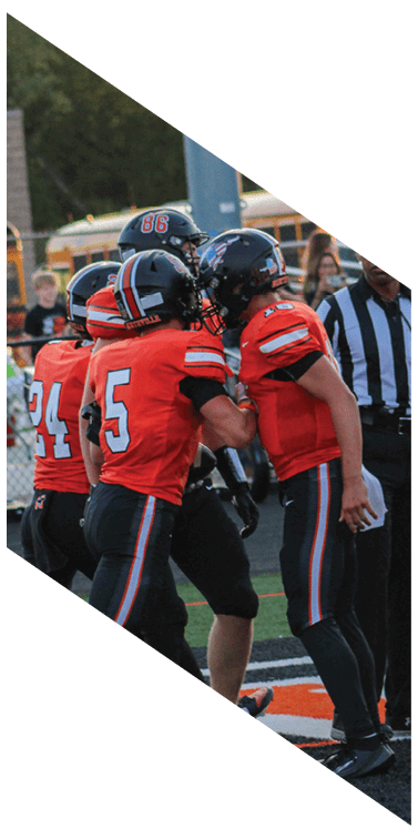 A group of football players wearing headphones and smiling. AI generated content
