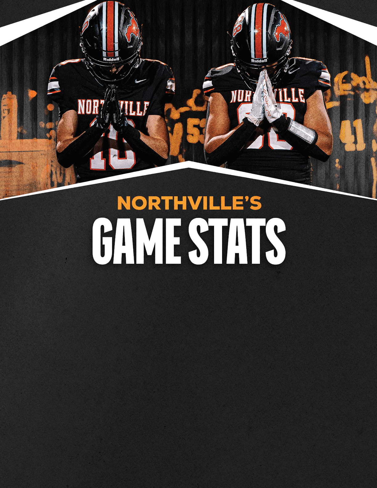 A gold colored sign that says “Mountain Vista's Game Stats". Description generated by AI