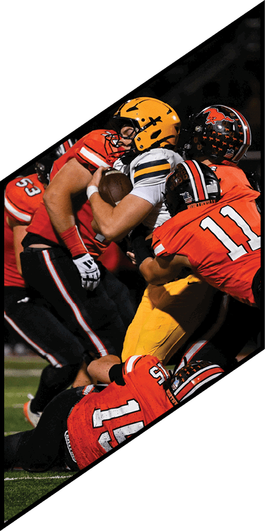 A group of football players wearing headphones and smiling. AI generated content