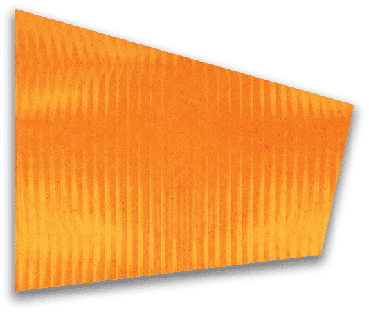 A dark trapezoidal shape with diagonal striped patterns and a subtle shadow on a white background. Description generated by AI