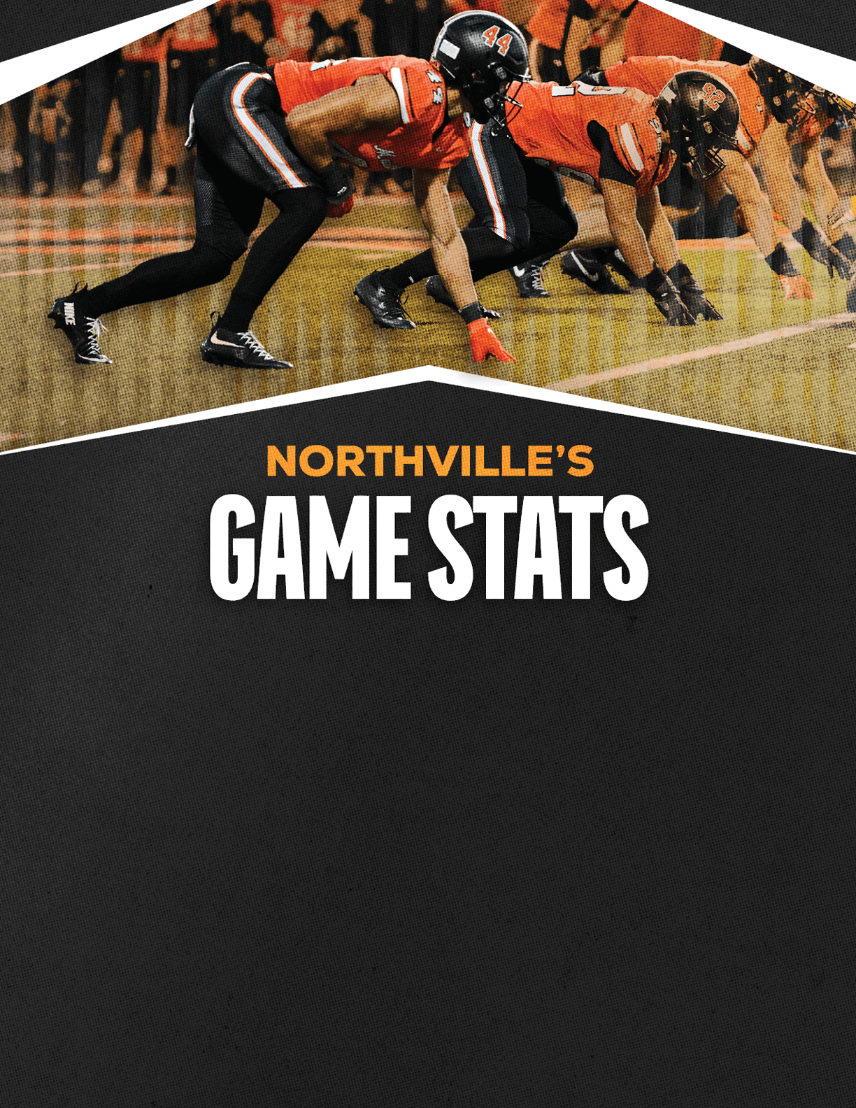 A gold colored sign that says “Mountain Vista's Game Stats". Description generated by AI