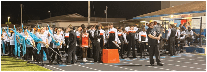 A group of football players on a field. Description generated by AI