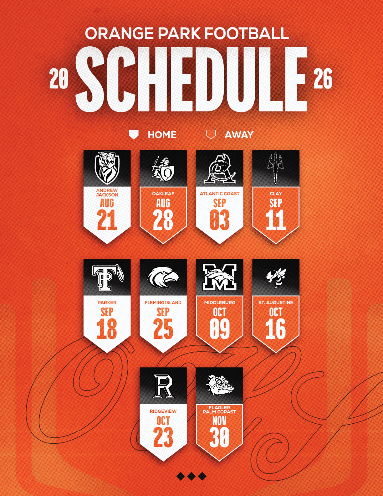 A football schedule for the 2014 season. Description generated by AI