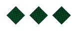 Three green diamond shapes with a textured pattern are evenly spaced on a white background. Description generated by AI