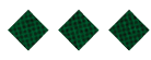 Three dark green diamond shapes with a subtle checkered pattern are evenly spaced on a white background. Description generated by AI
