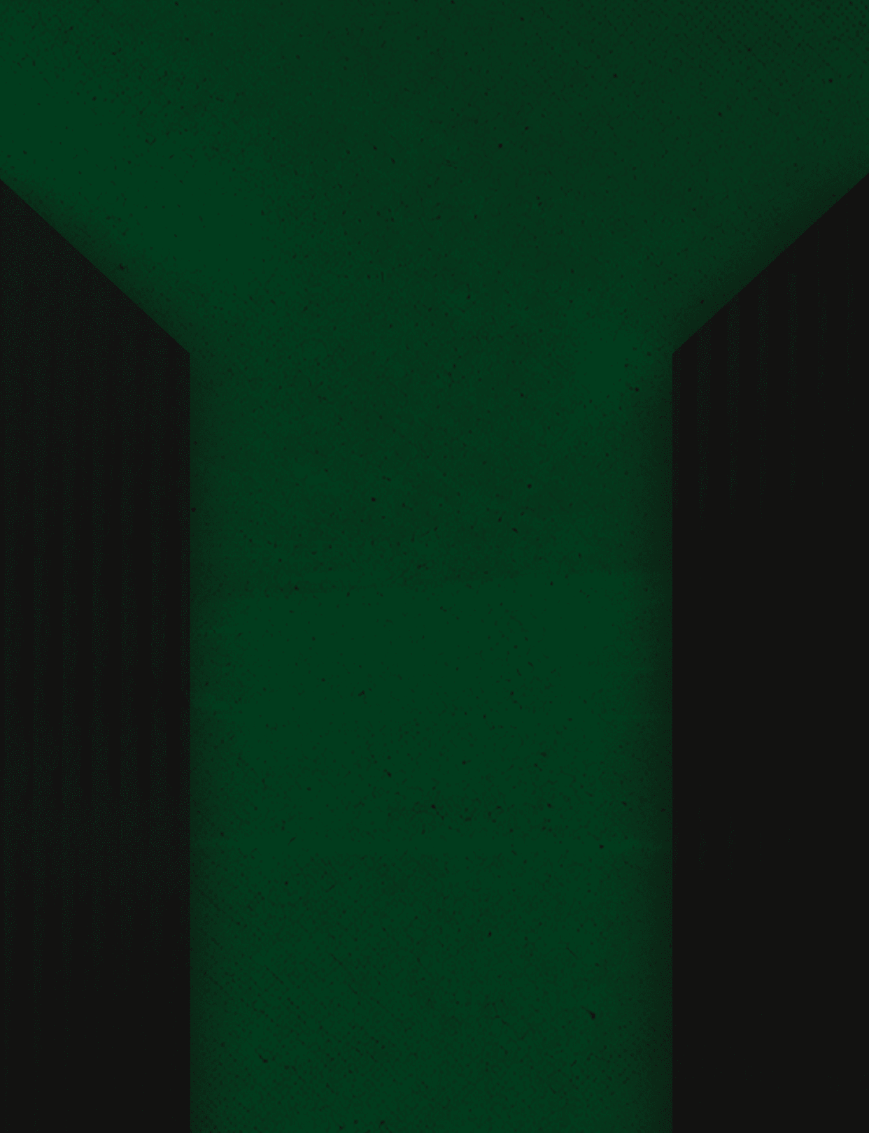 A dark green background with a large black Y-shaped pattern extending from the top center to the bottom edges. Description generated by AI