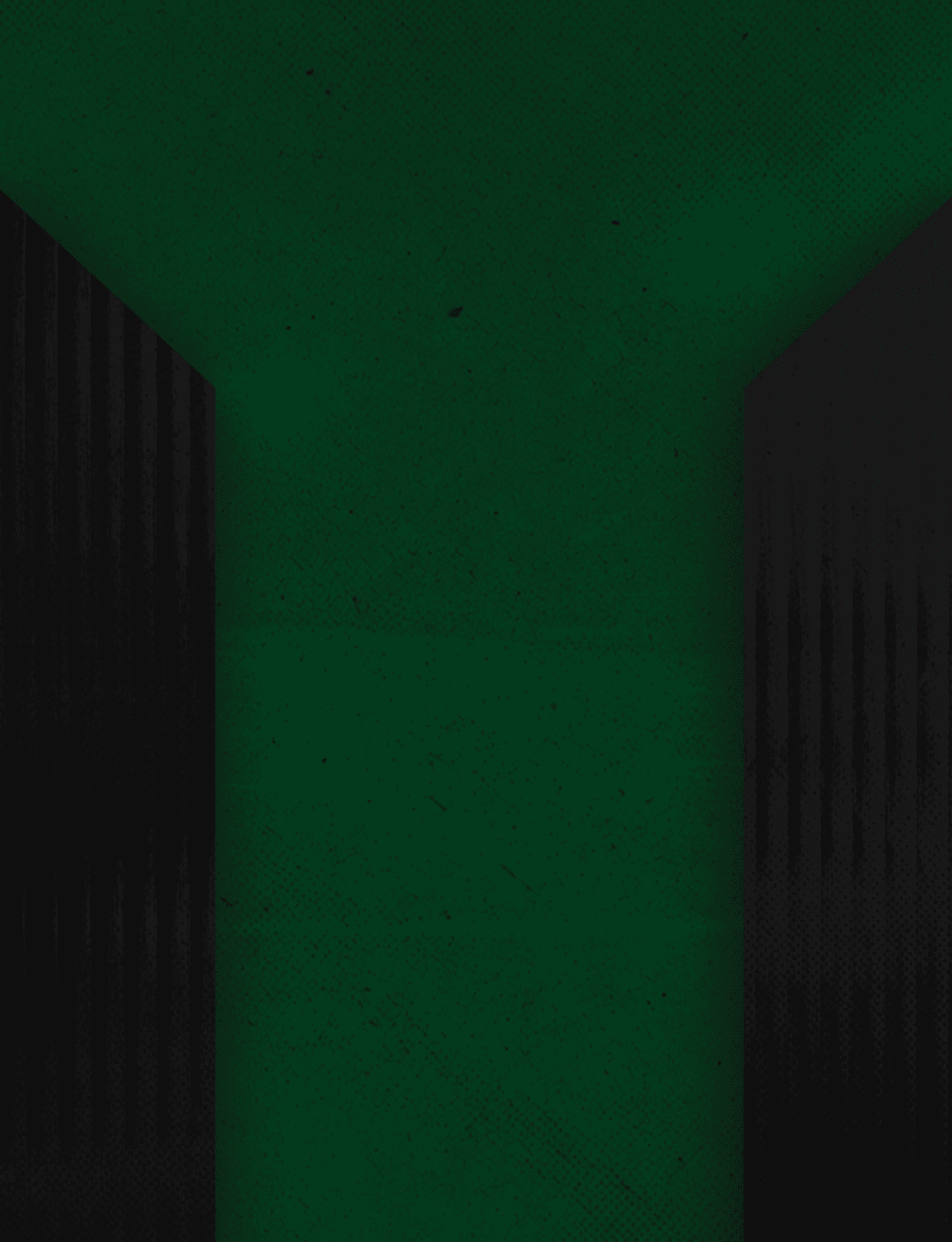 A dark green background with a large black Y-shaped pattern extending from the top center to the bottom corners. Description generated by AI