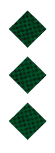 Three dark green diamond shapes with a subtle checkered pattern are vertically aligned on a white background. Description generated by AI