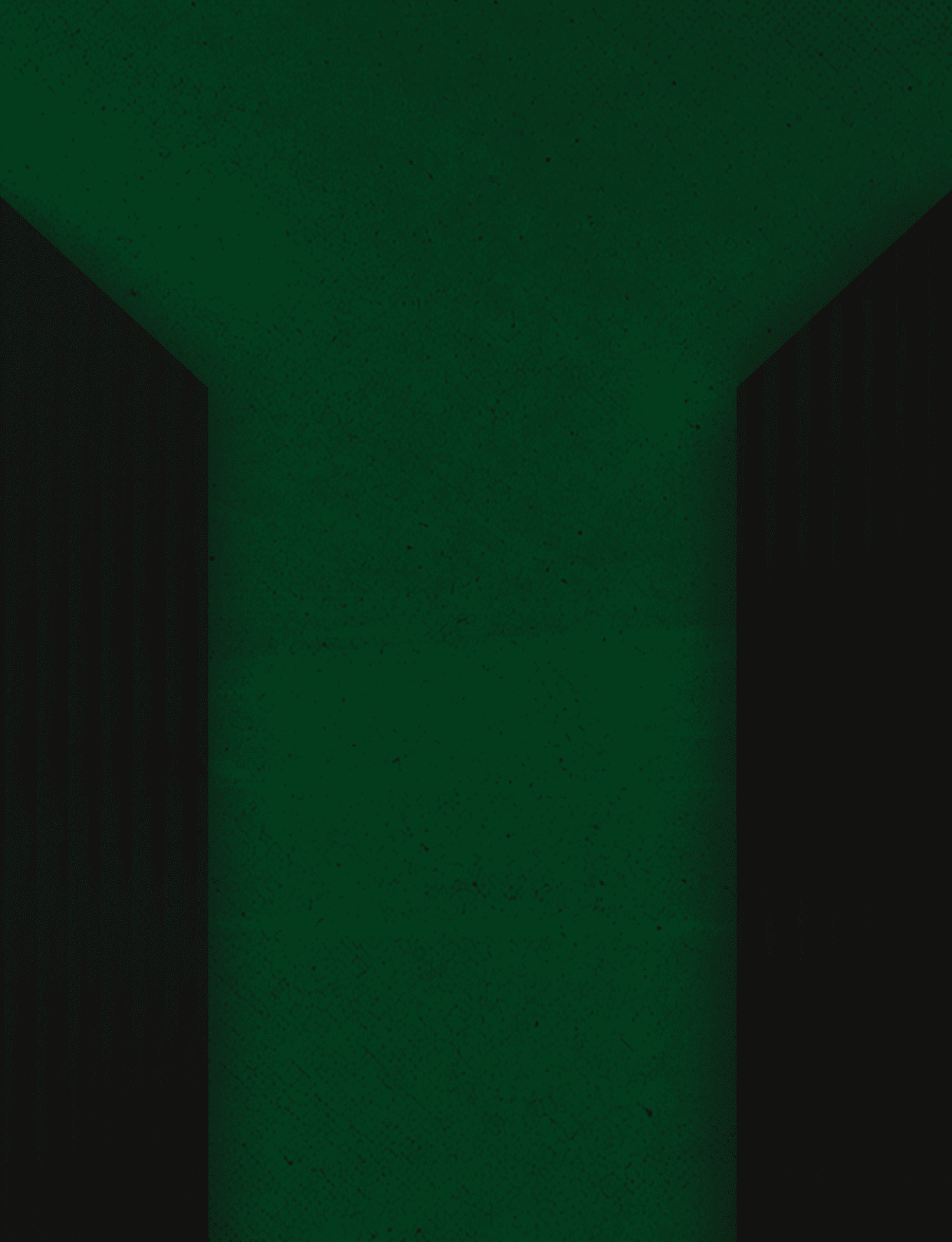 A dark green and black abstract geometric pattern with a central Y-shaped design. Description generated by AI