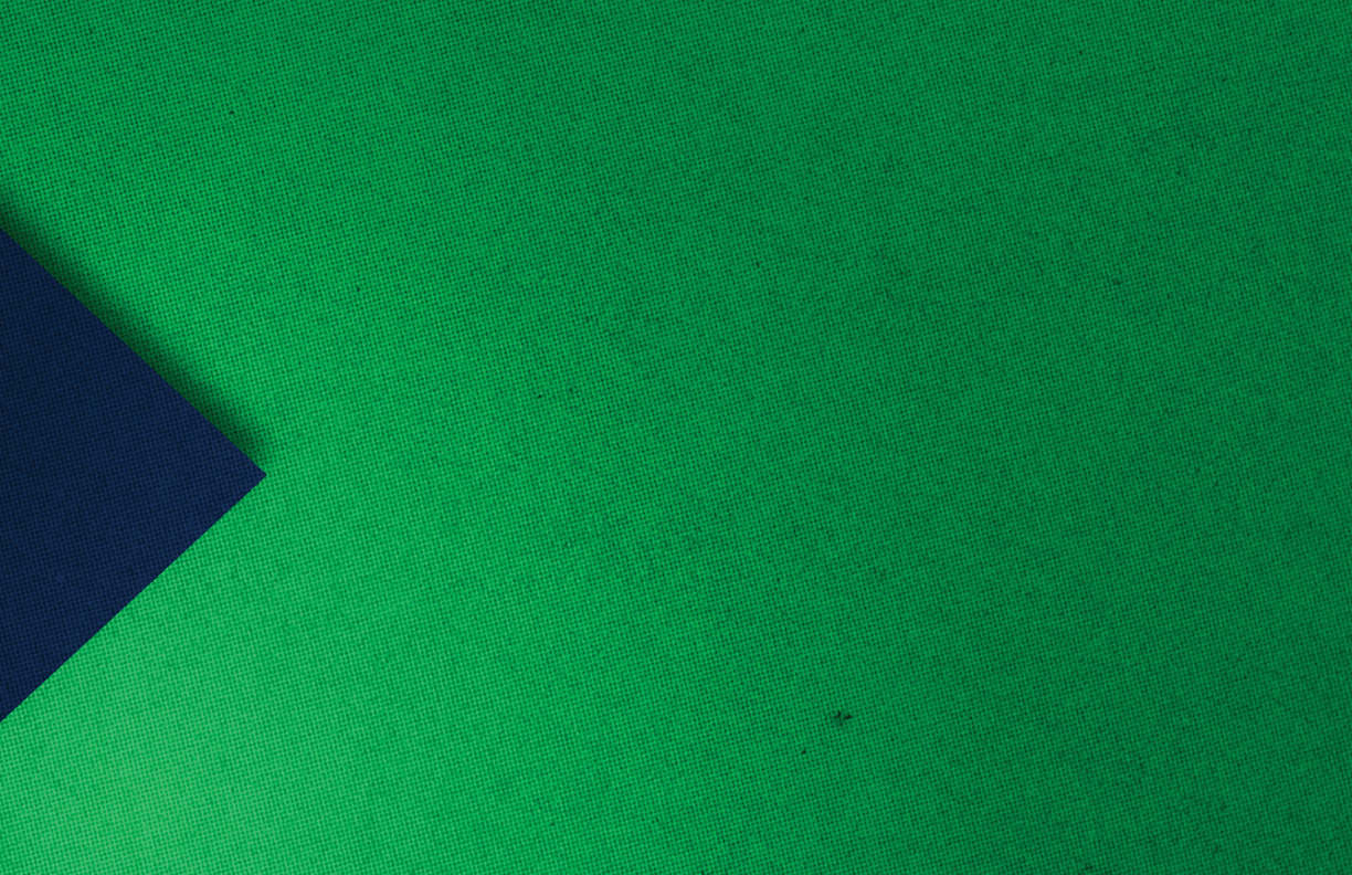 A green background with a blue and white triangle. Description generated by AI