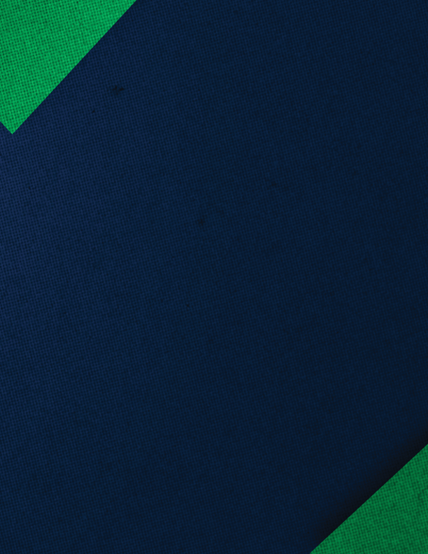 A geometric abstract design featuring dark blue and green shapes forming a symmetrical pattern with a textured appearance. Description generated by AI