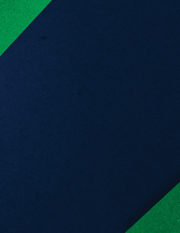 A geometric abstract design featuring dark blue and green shapes forming a symmetrical pattern with a textured appearance. Description generated by AI