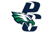 A stylized green and white eagle head is positioned in front of large dark blue letters “P" and "C" overlapping each other. Description generated by AI