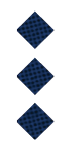 Three dark blue diamond shapes arranged vertically on a white background. Description generated by AI
