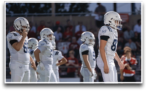 Three football players are standing on the field, one of them is smiling and wearing a black jersey with the number 55. AI generated content