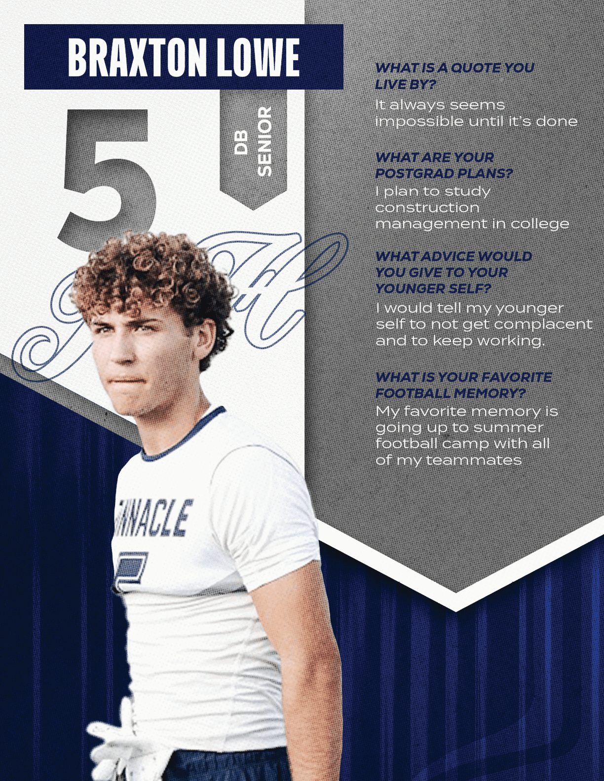 A football player wearing a blue and red jersey with the number 15 on it. Description generated by AI