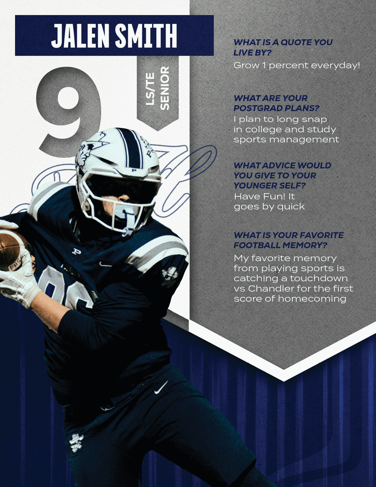 A football player wearing a blue and red jersey with the number 15 on it. Description generated by AI