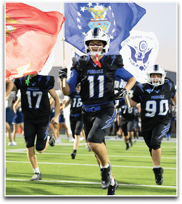 Three football players are standing on the field, one of them is smiling and wearing a black jersey with the number 55. AI generated content