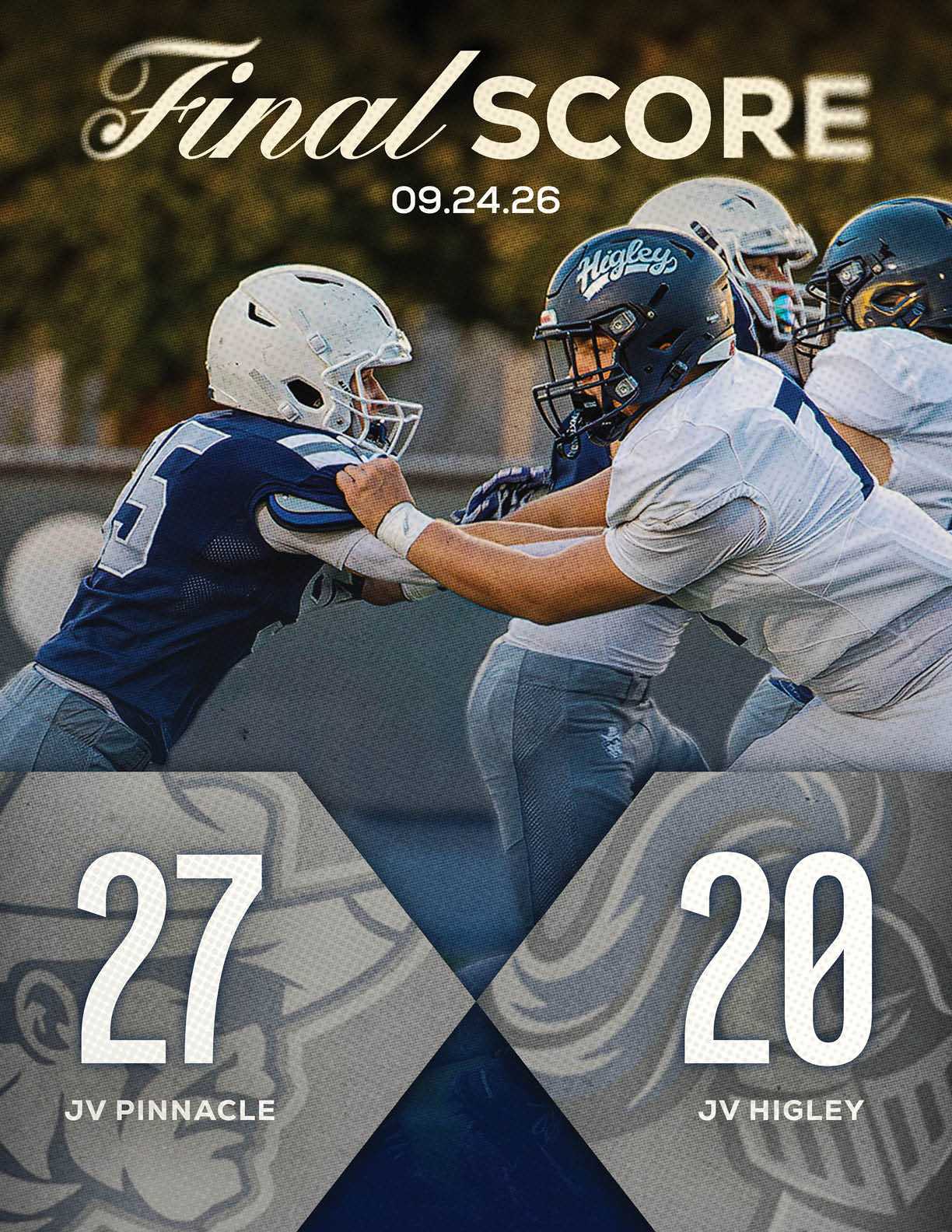 A football game is being played between Mountain Vista and Neville North. Description generated by AI
