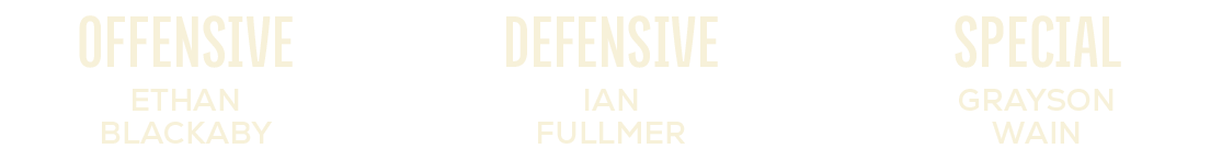 special,defensive,GRAYSON WAIN,IAN FULLMER,ETHAN BLACKABY,offensiv
