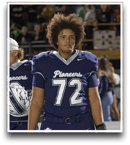 Three football players are standing on the field, one of them is smiling and wearing a black jersey with the number 55. AI generated content