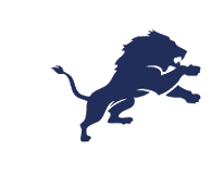 A blue and red logo of a lion. Description generated by AI