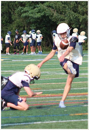 A football player running on the field. Description generated by AI