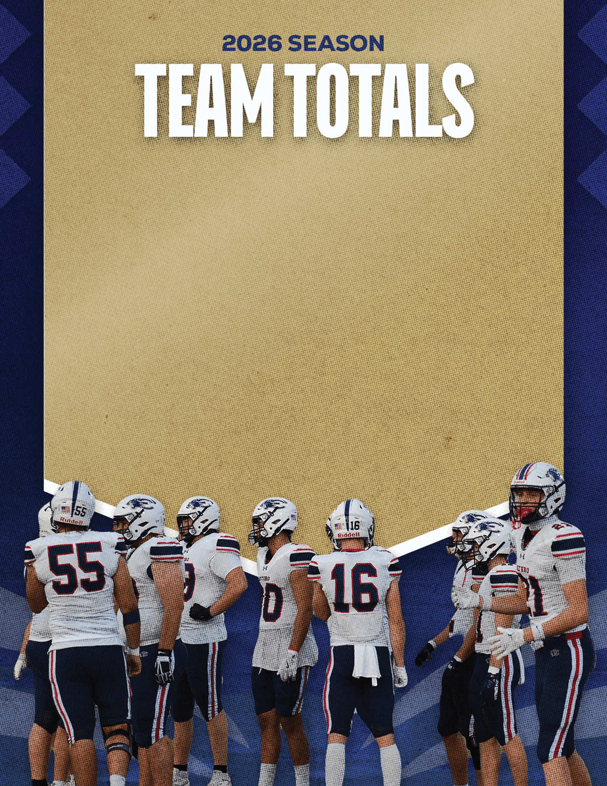 A group of football players standing on a field. Description generated by AI