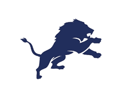 A blue and red logo of a lion. Description generated by AI