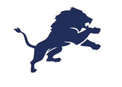 A blue and red logo of a lion. Description generated by AI