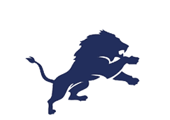 A blue and red logo of a cat with its mouth open. Description generated by AI