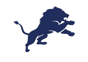 A blue and red logo of a lion. Description generated by AI