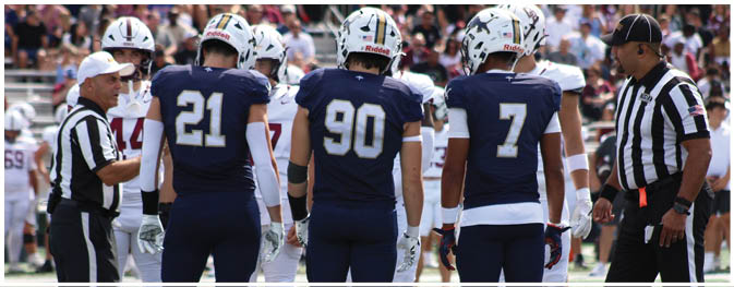 A group of football players on a field. Description generated by AI
