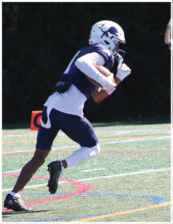 A group of football players celebrating a touchdown. Description generated by AI