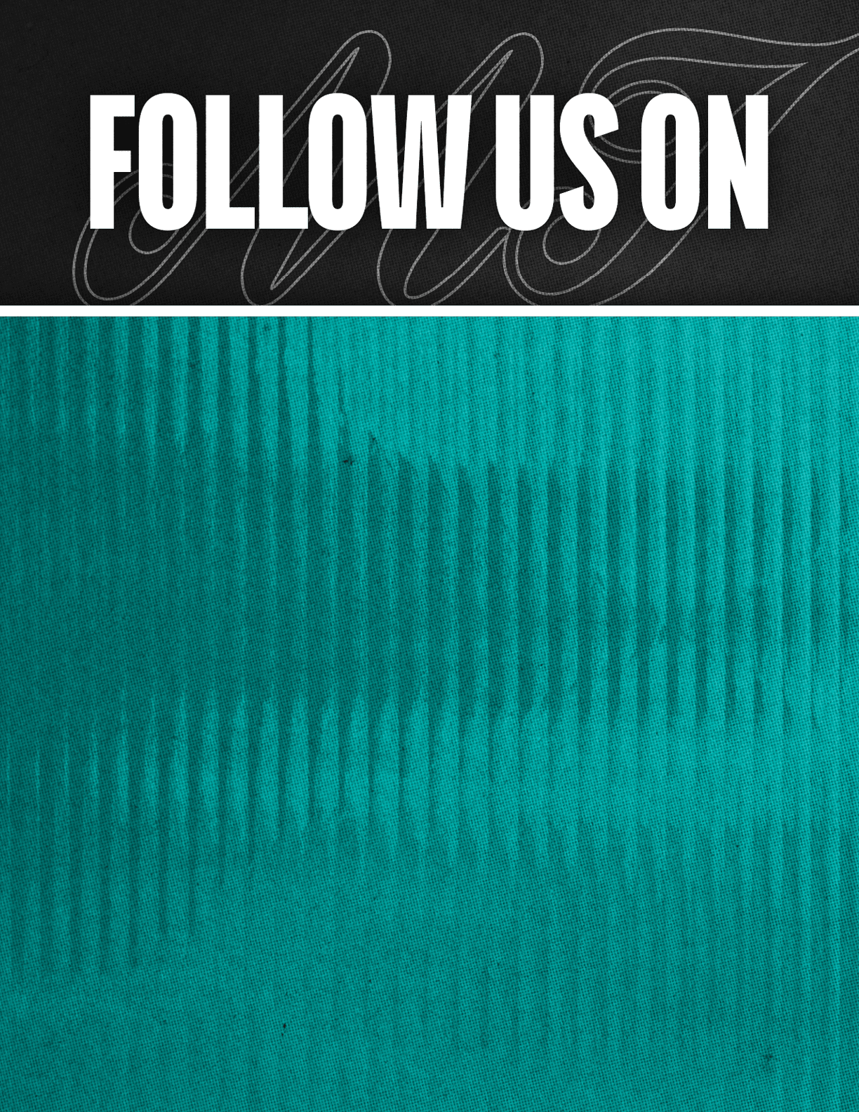 A black and yellow sign that says “Follow Us On". Description generated by AI