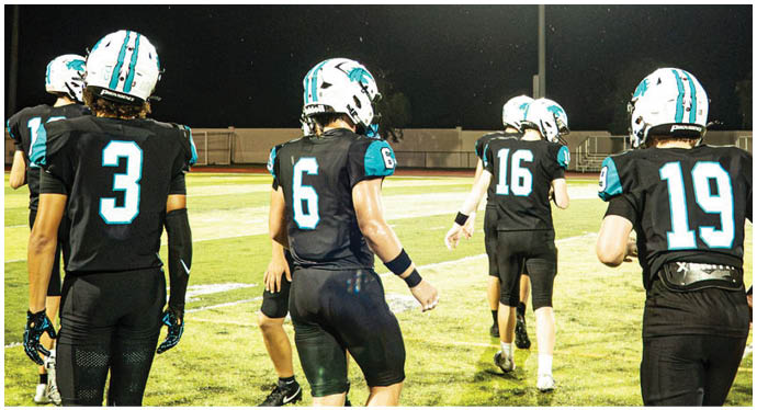 A group of football players on a field. Description generated by AI
