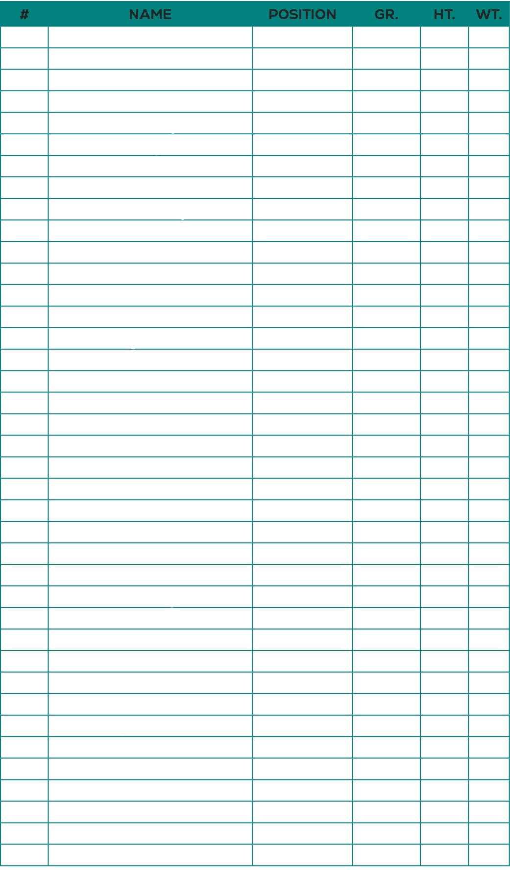 #,NAME,POSITION,GR.,HT.,WT.,00,Aj Ford,FS,Fr.,—,—,1,Andrew Posey,QB,Sr.,6'0\“,190,2,Carter Ross,CB, WR,Sr.,6'2\",188,...