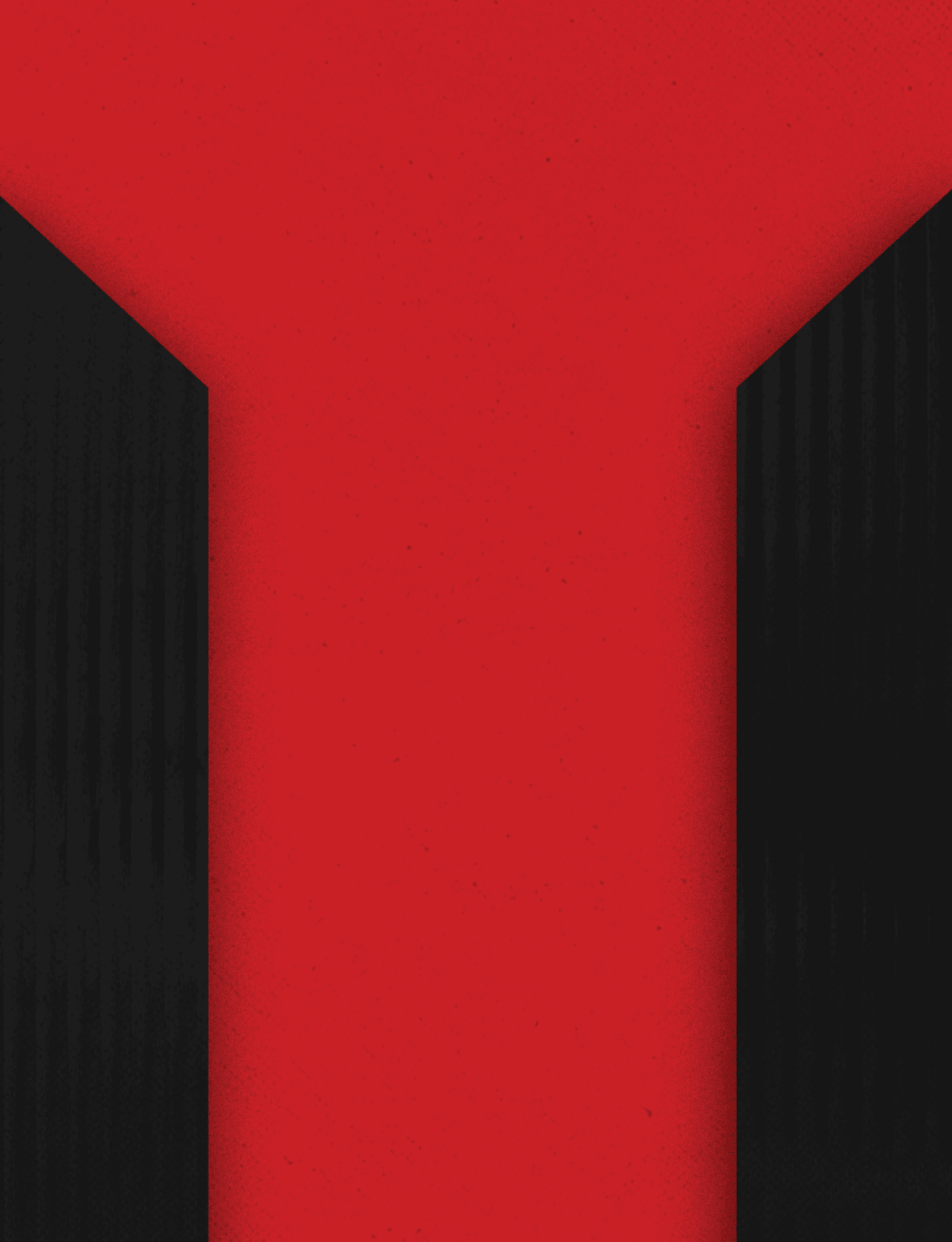Three black and red buildings. Description generated by AI