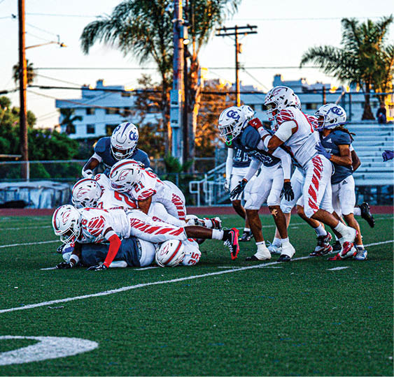 A group of football players celebrating a victory. AI generated content