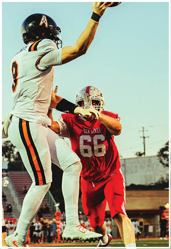 A group of football players celebrating a touchdown. Description generated by AI