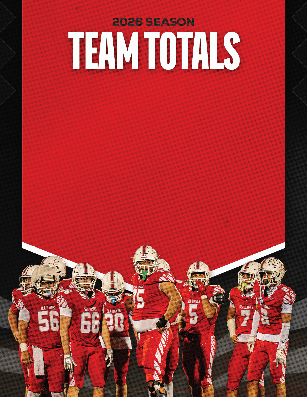 A group of football players standing on the field. Description generated by AI